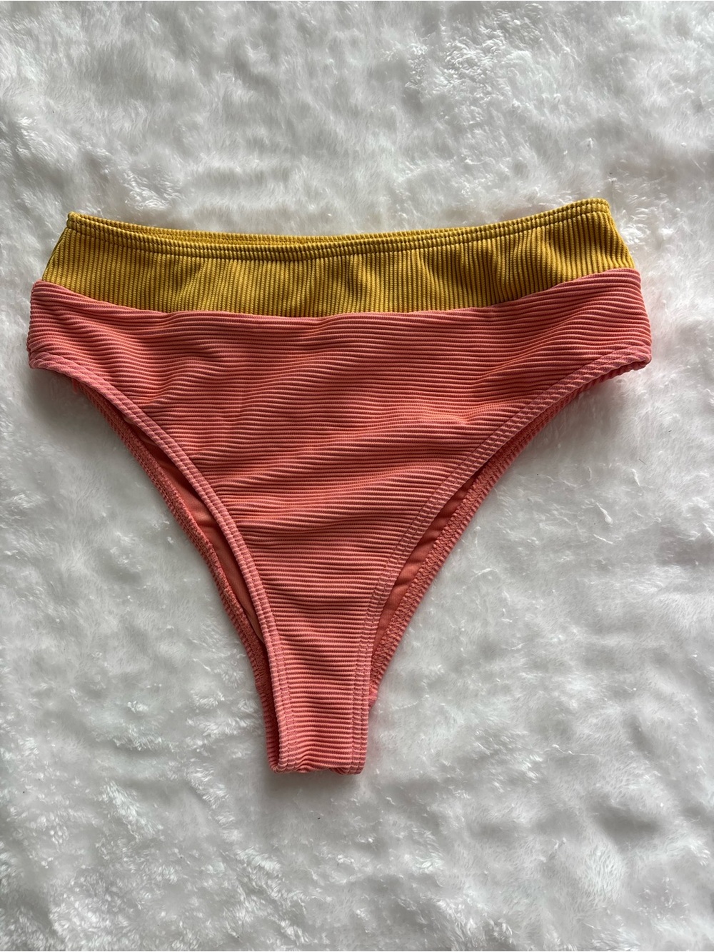 Billabong Size S Two-tones Coral and Mustard Ribbed Bikini Bottoms